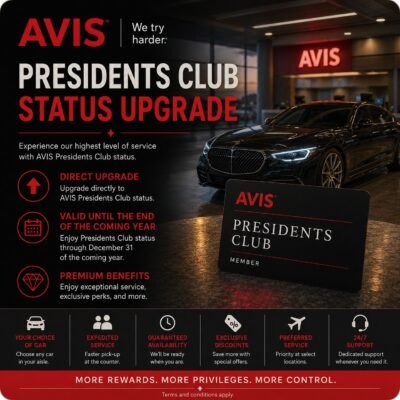 AVIS Presidents Club Status Upgrade 2026