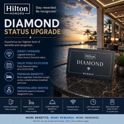 Hilton Honors Diamond Status Upgrade thru 03/31/2028