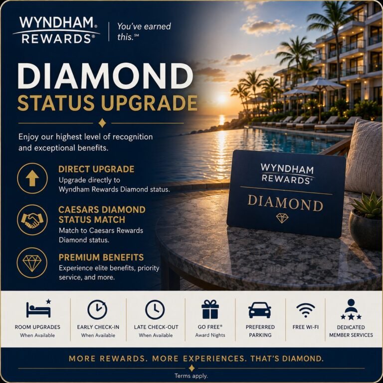 Wyndham Rewards Diamond Status Upgrade – 12/31/2027
