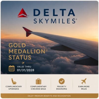 Delta Airlines SkyMiles Gold Medallion Status – 01/31/2028