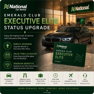 National Emerald Club Executive Elite Status Upgrade thru 02/28/2028
