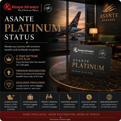 Kenya Airways Asante Platinum Status 2 Year SkyTeam Elite Plus